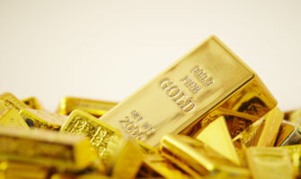 Gold Bars On White Background.